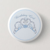 Blue and Silver Tiara Birthday Girl Button (Vorderseite)
