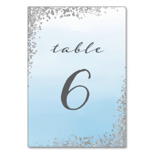 Blue and Silver Wedding Tischnummer Card
