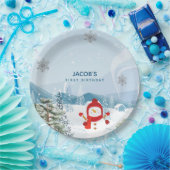 Blue and Silver Winter onederland Boy 1. Geburtsta Pappteller (Party)