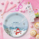 Blue and Silver Winter onederland Boy 1. Geburtsta Pappteller (Party)