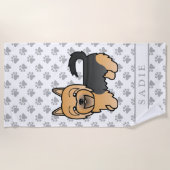 Blue and Tan Australian Terrier Cartoon Dog & Name Strandtuch (Vorderseite)