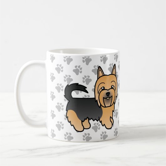Blue and Tan Australian Terrier Niedlich Cartoon D Kaffeetasse (Links)