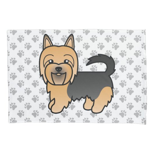 Blue and Tan Australian Terrier Niedlich Cartoon D Kissenbezug (Vorderseite)