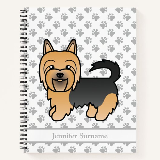 Blue and Tan Australian Terrier Niedlich Cartoon D Notizblock (Vorderseite)