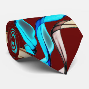 Blue and Tan Banners on Burgundy Krawatte