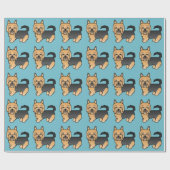 Blue And Tan Cartoon Australian Terrier Geschenkpapier (Flach)