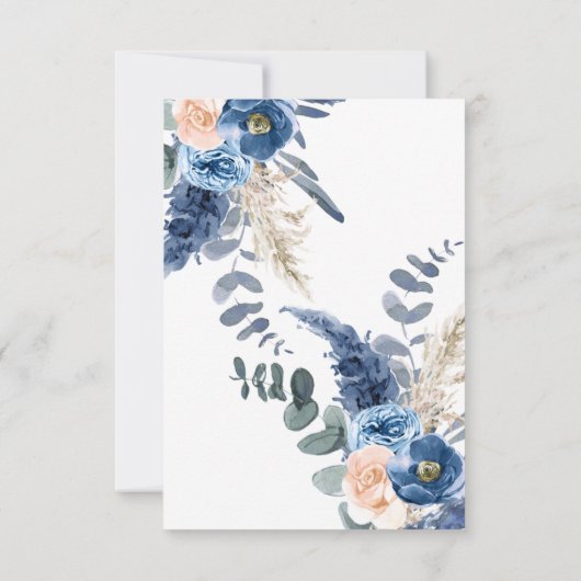 Blue and Tan Foliage Baby in Bloom Baby Dusche Einladung (Rückseite)