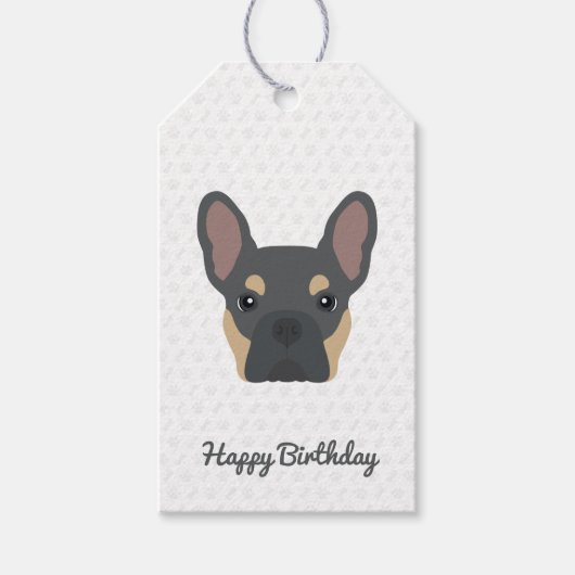 Blue and Tan French Bulldog zum Geburtstag Geschenkanhänger (Vorderseite)