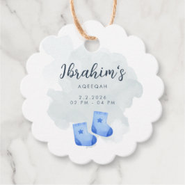 Blue and Tan Watercolor Aqeeqah Baby Boy favor tag Geschenkanhänger