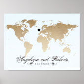 Blue and Tan World Map Guest Signature Poster (Vorne)