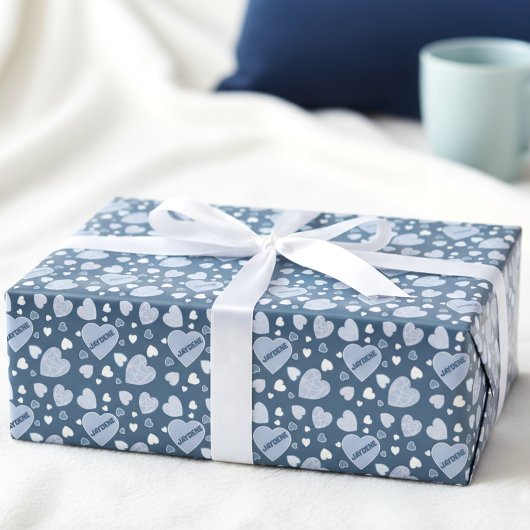 Blue And Teal Heart Geschenkpapier