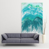 Blue and Türkise Ocean Waves Digital Ar Poster