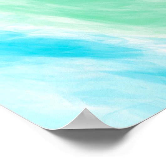 Blue and Türkise Ocean Waves Digital Ar Poster (Ecke)