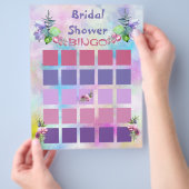 Blue and Watercolor Blume Brautparty Bingo Flyer (Hand)
