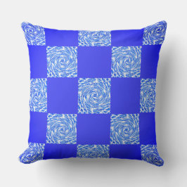 Blue and Whirl Checkerboard Kissen