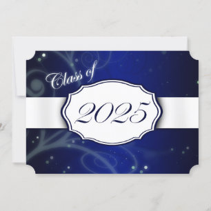 Blue and White 2025 Graduation Invitations Einladung