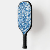 Blue and White Abstract Floral Pattern Hawaiian Pickleball Schläger (Links)