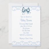 Blue and White African American Baby Boy Dusche Einladung (Rückseite)