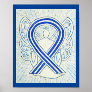 Blue and White ALS Awareness Ribbon Angel Poster