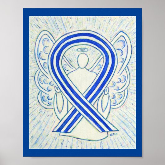 Blue and White ALS Awareness Ribbon Angel Poster (Vorne)