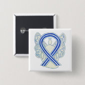 Blue and White ALS Ribbon Awareness Angel Button (Vorne & Hinten)