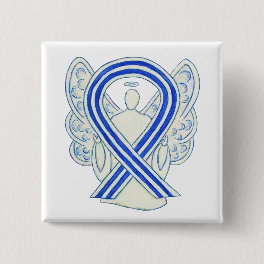 Blue and White ALS Ribbon Awareness Angel Button (Vorderseite)