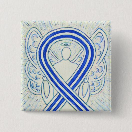 Blue and White ALS Ribbon Awareness Angel Button (Vorderseite)