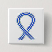 Blue and White ALS Ribbon Awareness Custom Button (Vorderseite)