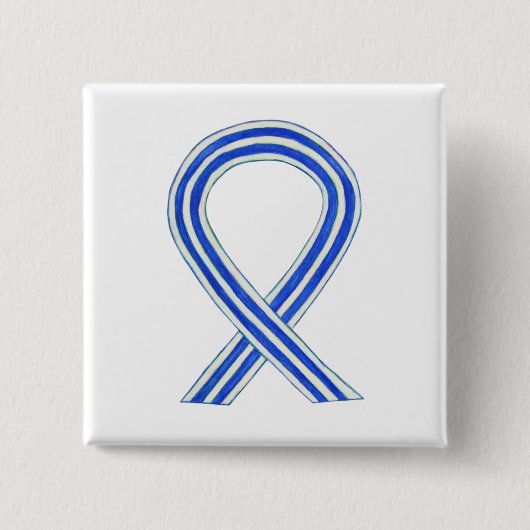 Blue and White ALS Ribbon Awareness Custom Button (Vorderseite)
