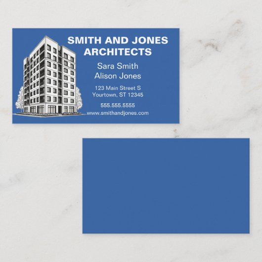 Blue and White Architects Developers Real Anwesen Visitenkarte (Vorne/Hinten)