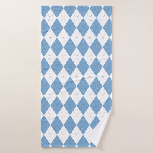 Blue and White Argyle Diamond Geometric Pattern Badehandtuch (Badehandtuch)