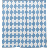 Blue and White Argyle Diamond Geometric Pattern Duschvorhang (Vorderseite)