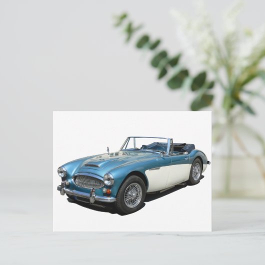 Blue and white Austin Healey 3000 Sports Car Postkarte (Stehend Vorderseite)