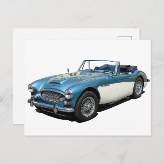 Blue and white Austin Healey 3000 Sports Car Postkarte (Vorne/Hinten)