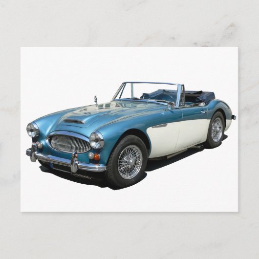 Blue and white Austin Healey 3000 Sports Car Postkarte (Vorderseite)