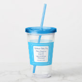 Blue and White Baby Boy Dusche Party Bible Verse Acryltrinkbecher (Rückseite)