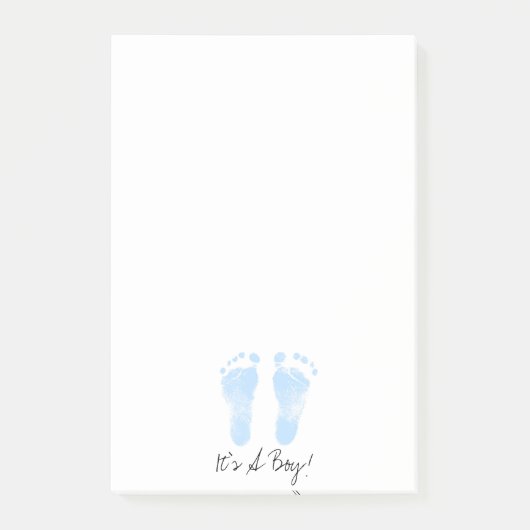 Blue and White Baby Footprints Post-it Klebezettel (Vorderseite)