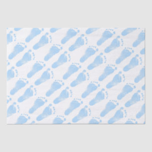 Blue and White Baby Footprints Seidenpapier