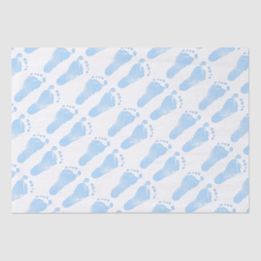 Blue and White Baby Footprints Seidenpapier (Vorderseite)