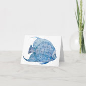 Blue and White Batik Angelfish Blank Card Karte (Vorderseite)