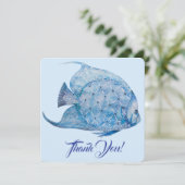 Blue and White Batik Angelfish Danke Karte (Stehend Vorderseite)