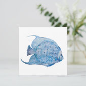 Blue and White Batik Angelfish Square Card Karte (Stehend Vorderseite)