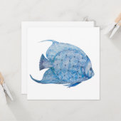 Blue and White Batik Angelfish Square Card Karte (Vorderseite/Rückseite Beispiel)