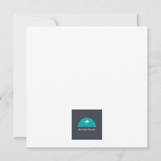 Blue and White Batik Angelfish Square Card Karte (Rückseite)