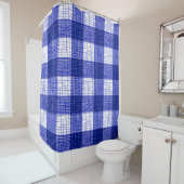Blue and White Bold Checkered Plaid Design  Duschvorhang (Beispiel)