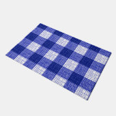 Blue and White Bold Checkered Plaid Design  Fußmatte (Schrägansicht)