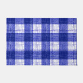Blue and White Bold Checkered Plaid Design  Fußmatte (Vorderseite)