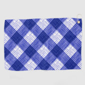Blue and White Bold Checkered Plaid Design  Golfhandtuch (Horizontal)