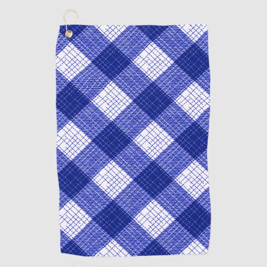 Blue and White Bold Checkered Plaid Design  Golfhandtuch (Vorderseite)