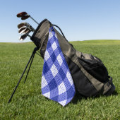 Blue and White Bold Checkered Plaid Design  Golfhandtuch (Gras)